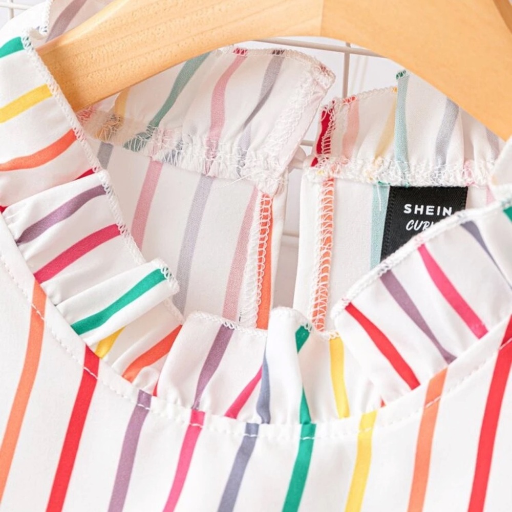 SHEIN Colorful Striped Ruffle Blouse - Picture 4 of 4
